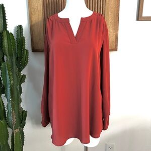 Burnt Orange Anne Klein Flowy Blouse